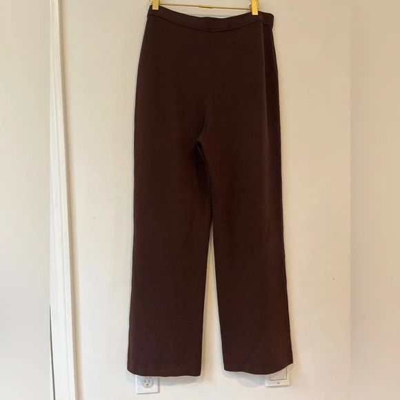 St. John brown knit wool trouser wide leg trouser - Picture 8 of 8
